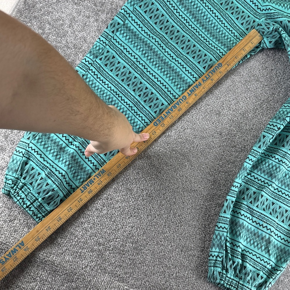 Titicaca Pull On Pants Teal Blue Patterned Joggers Womens M Mid Rise Straight - Picture 3 of 7